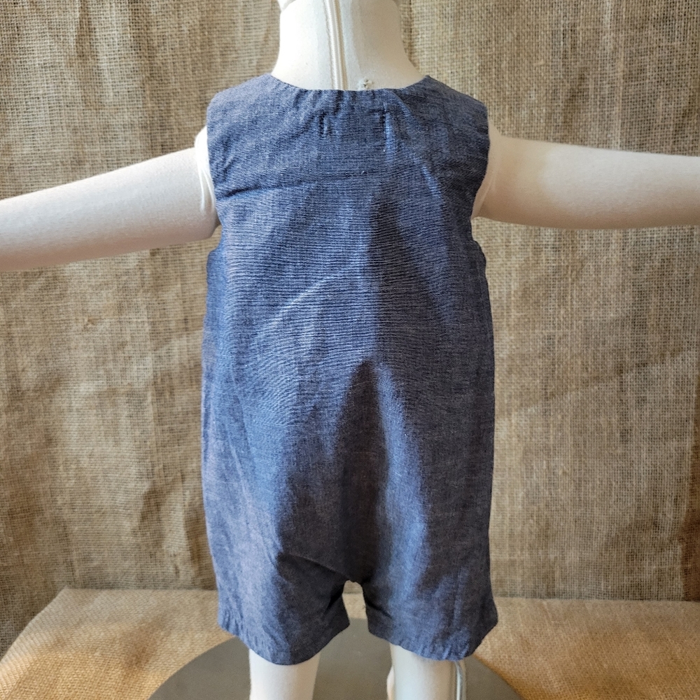 MUD PIE Blue Chambray Elephant Romper 0-3 months - Picture 6 of 6